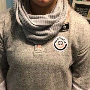 Delia’s grey striped infinity scarf